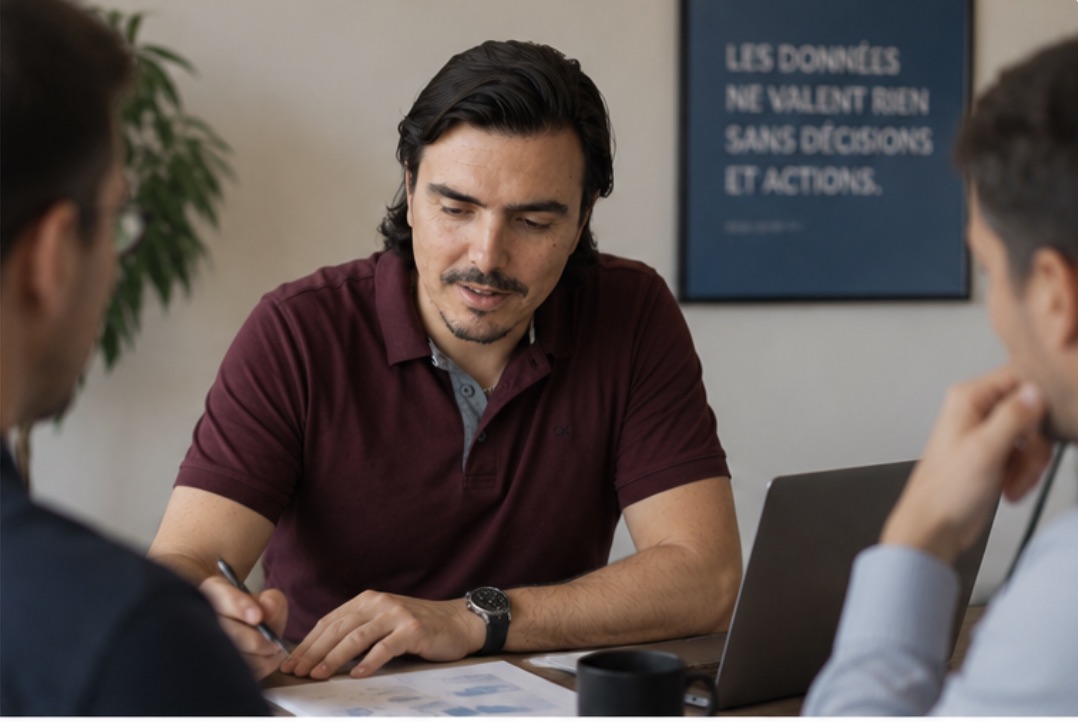 David Ferri en session de travail avec une équipe : les données ne valent rien sans décisions et actions